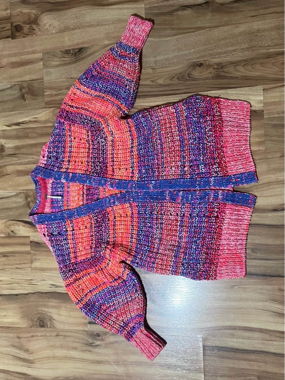 Free People Dreaming Again Cardigan Berry Blast Chunky Knit Sweater Size XS